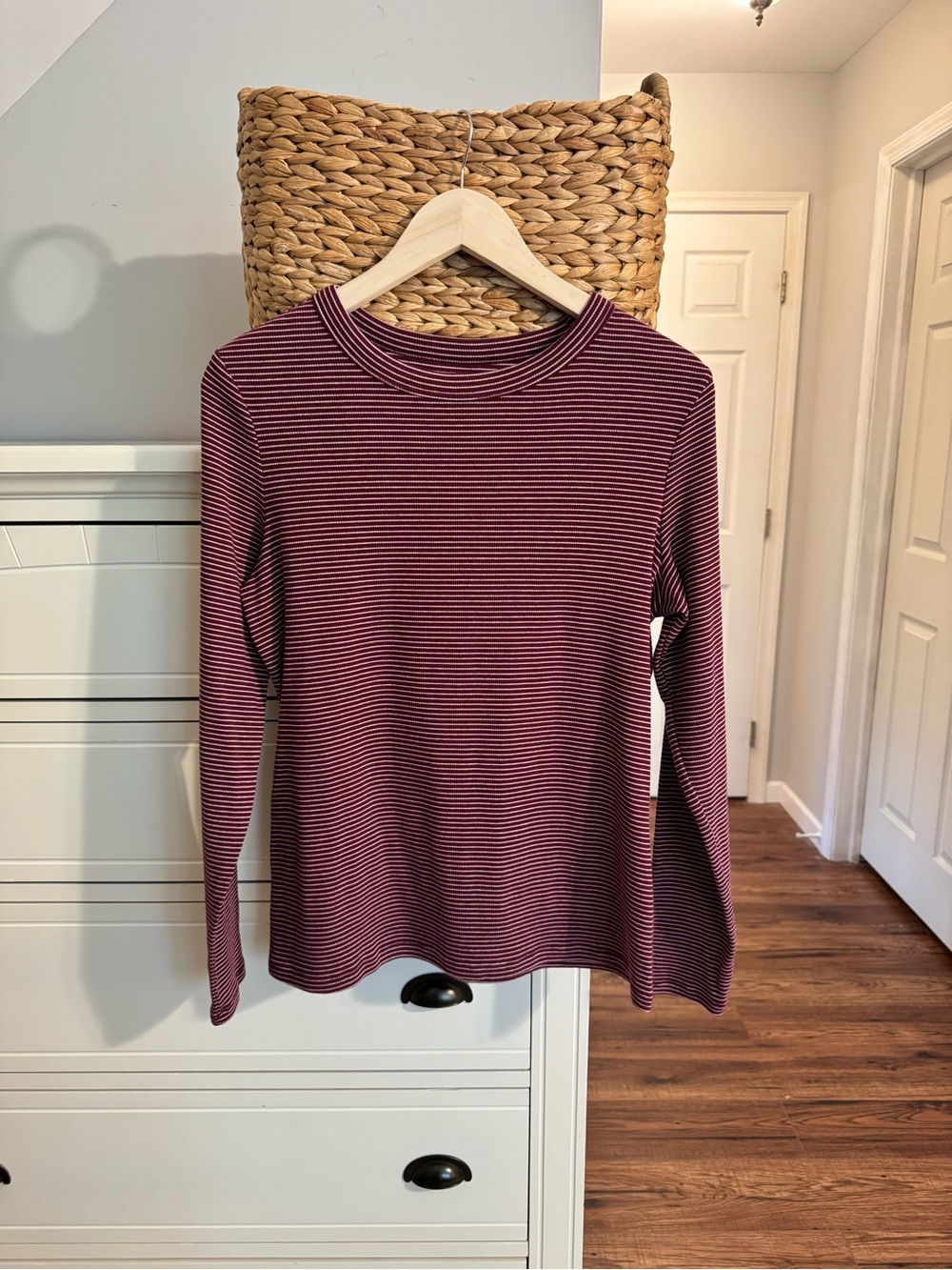 Sonoma Burgundy Ribbed Striped Long Sleeve Crewneck Tee Women’s XXL
